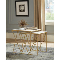 Coaster Furniture 930075 2-piece Nesting Table Set White and Gold
